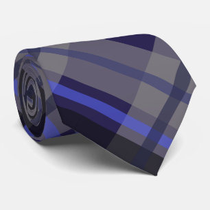Gravata Padrão Azul Cinza Preto Xadrez Moderno