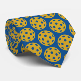 Gravata Padrão Azul e Amarelo de Pickleball