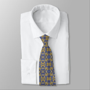 Gravata Padrão azul e Dourado
