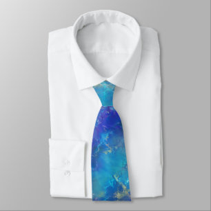 Gravata Padrão Azul Elegante E Dourado Do Mármaco