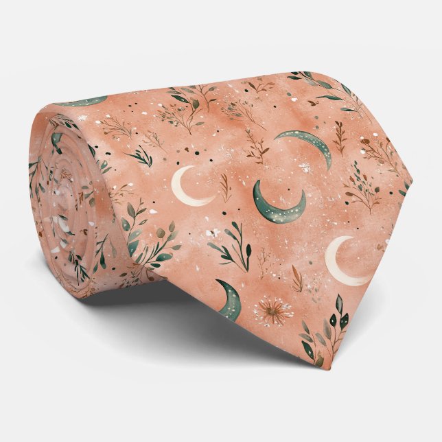 Gravata Padrão Boho Celestial Floral Lua (4) (Rolled)