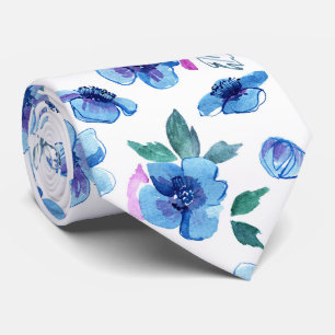Gravata Padrão Bonito Moderno Floral Moderno Azul Tendy