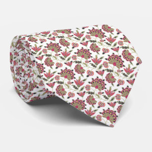 Gravata Padrão Botânico Damask Boho Retro