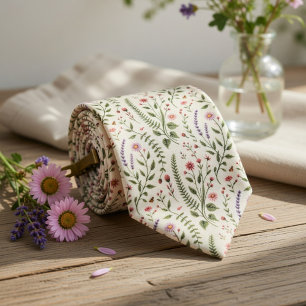 Gravata Padrão Botânico de Flores Silvestres Cottagecore V