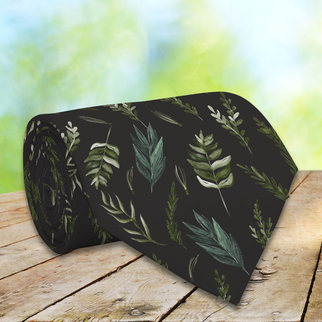 Gravata Padrão Botânico de Folhas Verdes (In situ)