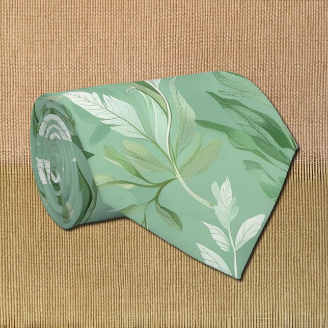 Gravata padrão botânico verde sutil (Criador carregado)