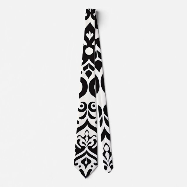 Gravata Padrão branco negro africano Damask (Frente)