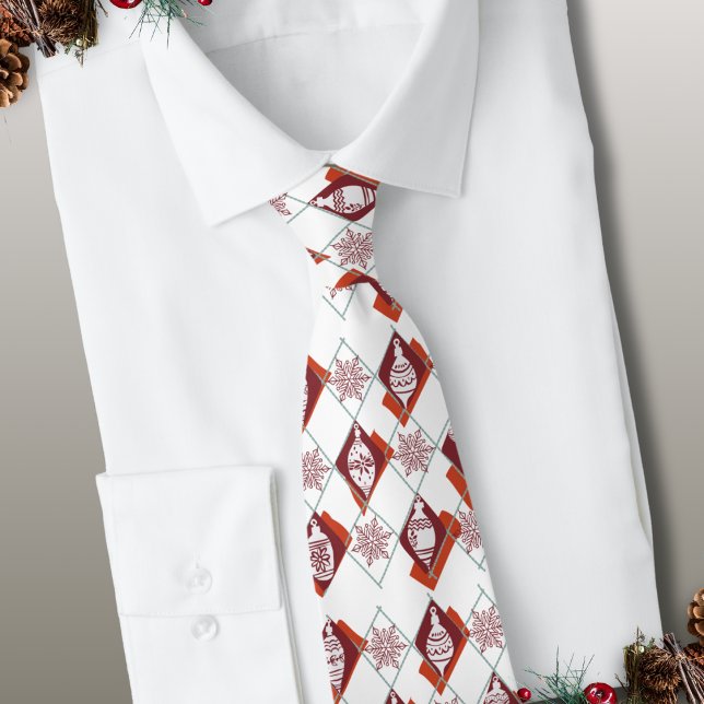 Gravata Padrão Branco vermelho nórdico de Natal (Criador carregado)