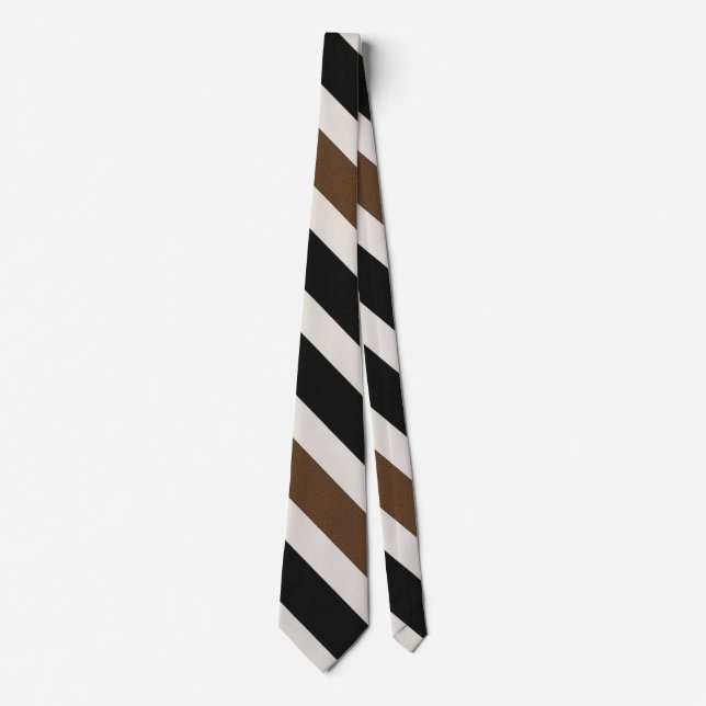 Gravata Padrão Chic Black White Brown Chevron Zig Zag (Frente)