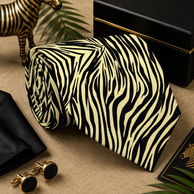 Gravata Padrão Clássico de Animal Selvagem Zebra (Criador carregado)