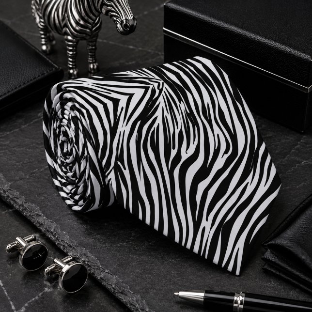 Gravata Padrão Clássico de Animal Selvagem Zebra (Criador carregado)