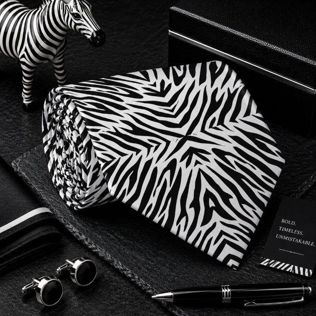 Gravata Padrão Clássico de Animal Selvagem Zebra (Criador carregado)