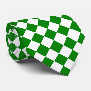 Gravata Padrão Clássico de Chevron Verde e Branco Ousado