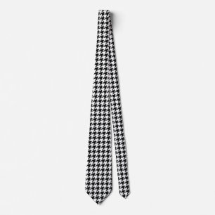Gravata Padrão Clássico de Houndstooth: Preto e Branco Vin