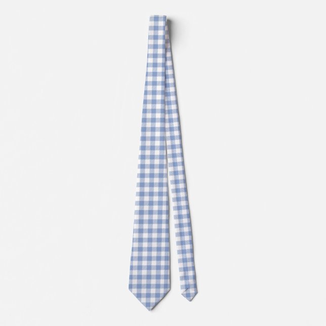 Gravata Padrão clássico Gingham azul verificado (Frente)