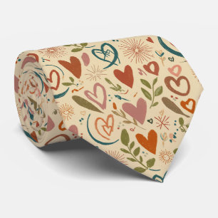 Gravata Padrão contínuo de Corações de São Valentão Boho A