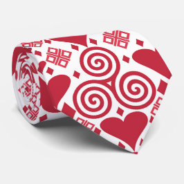 Gravata Padrão Cor-de-rosa, vermelho e branco do dia de os