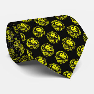 Gravata Padrão da cabeça do leão - Amarelo em preto