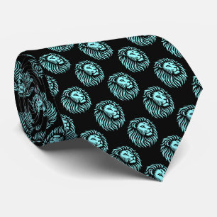 Gravata Padrão da cabeça do leão - Azul-gelo em preto