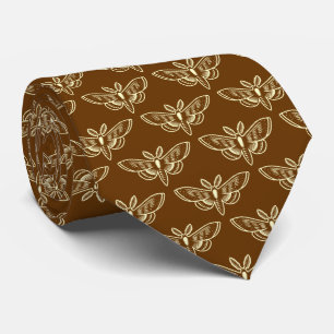 Gravata Padrão da mariposa - Noz, Amarelo pálido e noz