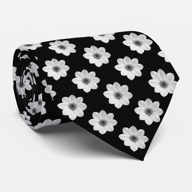 Gravata Padrão Dahlia - Preto e Branco (Rolled)