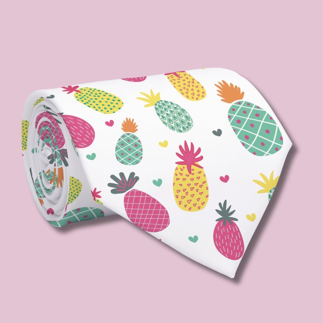 Gravata Padrão de Abacaxi Tropical & Coração (Pineapple tie)