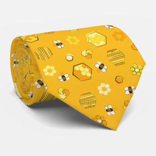 Gravata Padrão De Abelhas De Mel Do Século Amarelo