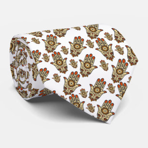 Gravata Padrão de Amuleto Abstrato Hamsa (Mão de Fátima)