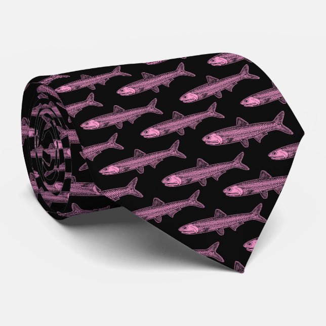 Gravata Padrão de Anchovy - Rosa e Preto (Rolled)