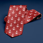 Gravata Padrão de Âncoras Vermelhas<br><div class="desc">Na moda náutica perfeita para dias casuais no escritório ou um fim de semana na praia.</div>