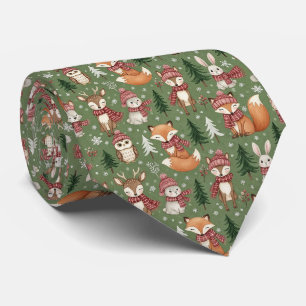 Gravata Padrão de Animais de Natal no Bosque – 6 Adoráveis