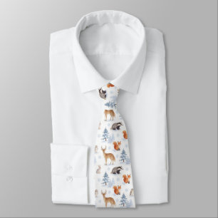 Gravata Padrão de Animais Silvestres de Inverno na Florest