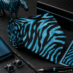 Gravata Padrão de Animal Selvagem Zebra Brilhante