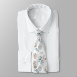 Gravata Padrão de Aquarela Floral Minimalista Elegante