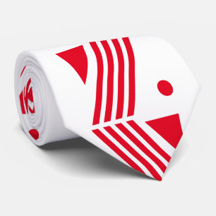 Gravata padrão de arte deco em vermelho branco festivo