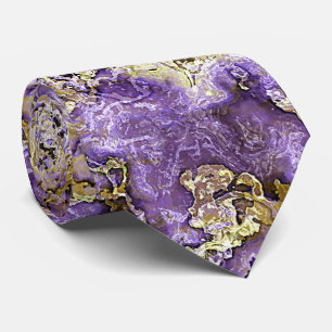 Gravata Padrão de Arte em Mármore de Ágata Violeta Roxo Ch