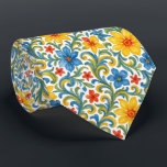 Gravata Padrão de arte floral com folhas coloridas sicilia<br><div class="desc">Esta gravata mediterrânea italiana apresenta um padrão vibrante de flores e folhas em amarelo,  laranja,  azul,  vermelho e verde. Seu design distinto e elegante torna-a ideal para o empresário profissional e sofisticado,  combinando moda e tendência.</div>