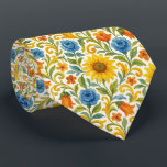 Gravata Padrão de Arte Floral de Folhas Coloridas Sicilian<br><div class="desc">Esta gravata mediterrânea italiana lindamente arranjada exibe um padrão vibrante de flores e folhas em amarelo,  laranja,  azul,  vermelho e verde. Seu design distinto e elegante torna-a ideal para o empresário profissional e sofisticado,  combinando moda e tendência.</div>