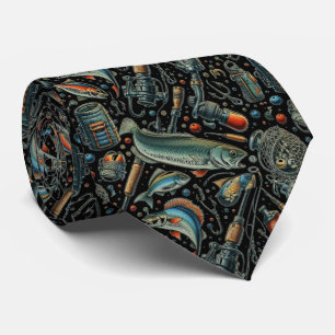 Gravata Padrão de artes de pesca Pescador negro