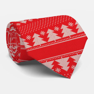 Gravata Padrão de árvore de Natal elegante vermelho