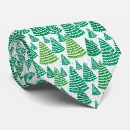 Gravata Padrão de Árvores de Natal Verdes Neves