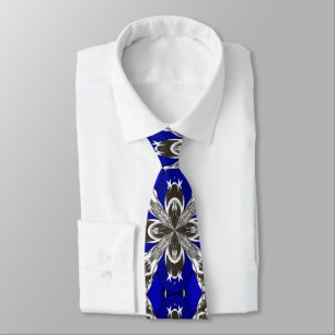 Gravata Padrão de Azulejo Repetido Azul Safira Cinza e Bra