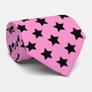 Gravata Padrão de azulejos de estrela preta rosa