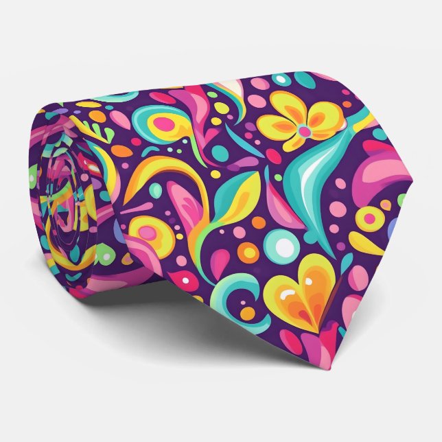 Gravata Padrão de azulejos divertido estilo anos 90 (Rolled)