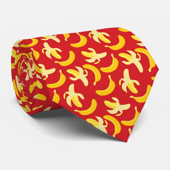 Gravata Padrão de banana com fundo vermelho (Rolled)