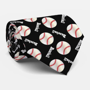 Gravata Padrão de basebol preto divertido