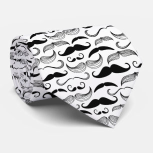 Gravata Padrão de bigode preto e branco