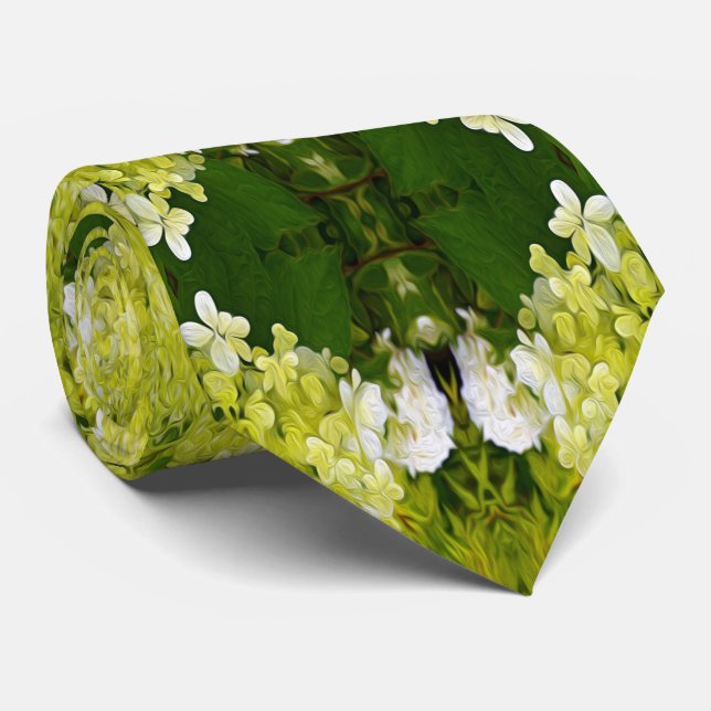 Gravata Padrão de Blooms de Abstrato Verde Chartreuse (Rolled)