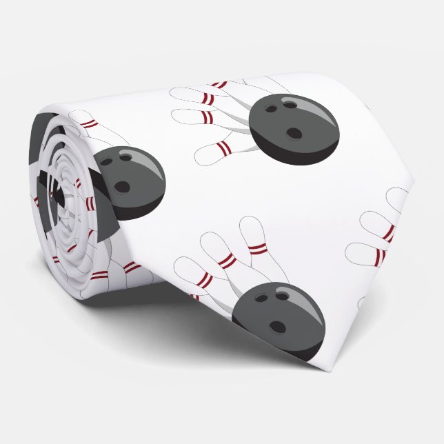 Gravata Padrão de Bola de boliche e pinos personalizados (Rolled)