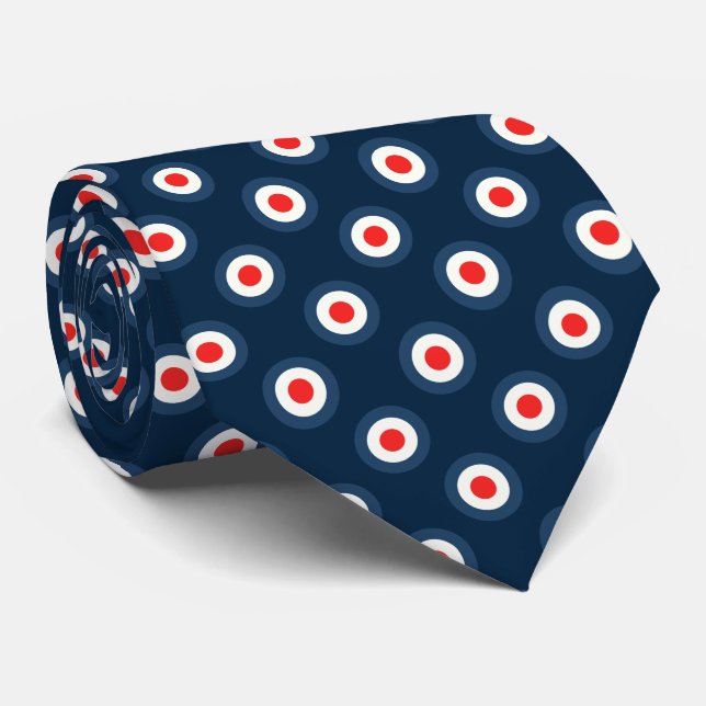 Gravata Padrão de bolinhas - Branco vermelho azul (Rolled)